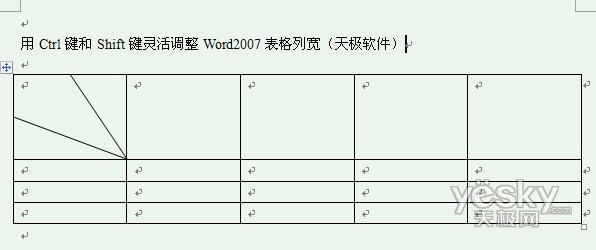 用Ctrl键和Shift键灵活调整Word2007表格列宽